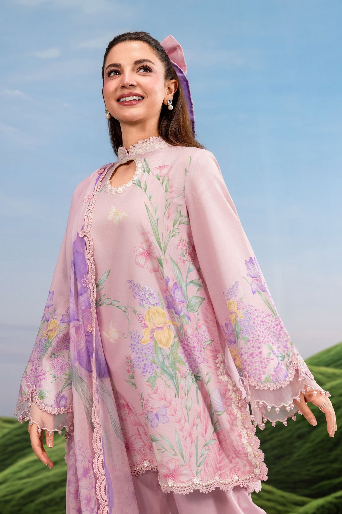 Maria B | M Basics Dreamscape Eid Lawn | MB-CUSV14-10B by Maria B - Designer Dress  - Type : Ladies Clothes - Available at Libayah - 100% Original 