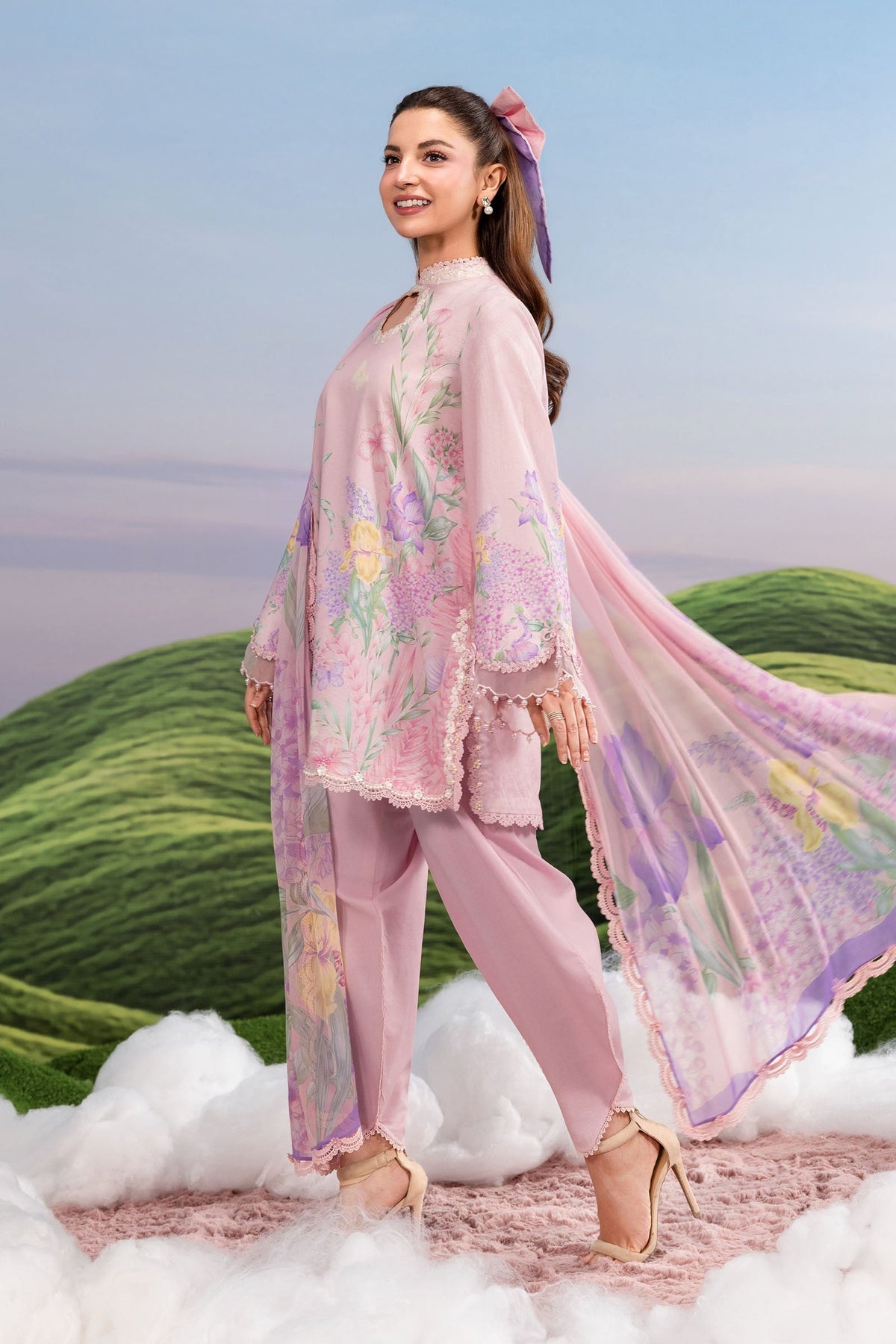 Maria B | M Basics Dreamscape Eid Lawn | MB-CUSV14-10B by Maria B - Designer Dress  - Type : Ladies Clothes - Available at Libayah - 100% Original 