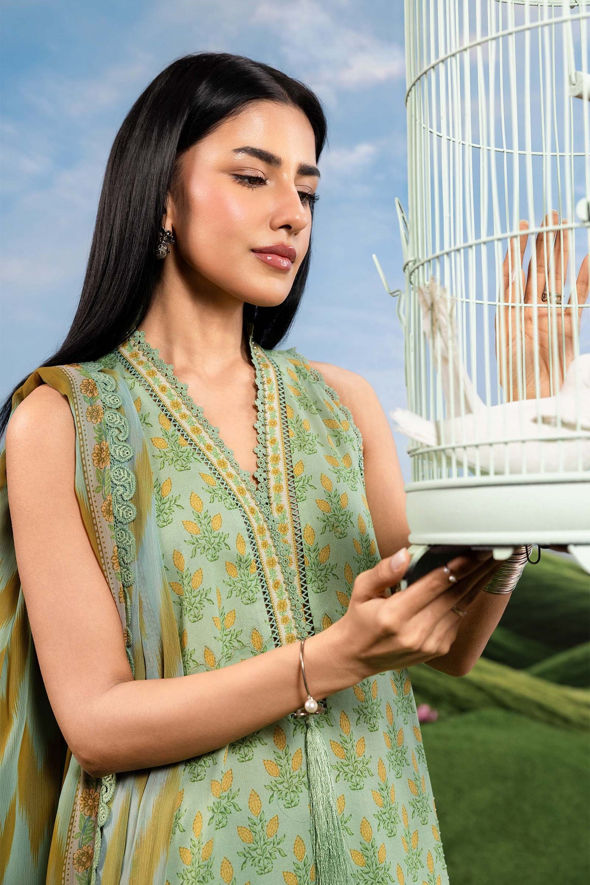 Maria B | M Basics Dreamscape Eid Lawn | MB-CUSV14-12B by Maria B - Designer Dress  - Type : Ladies Clothes - Available at Libayah - 100% Original 