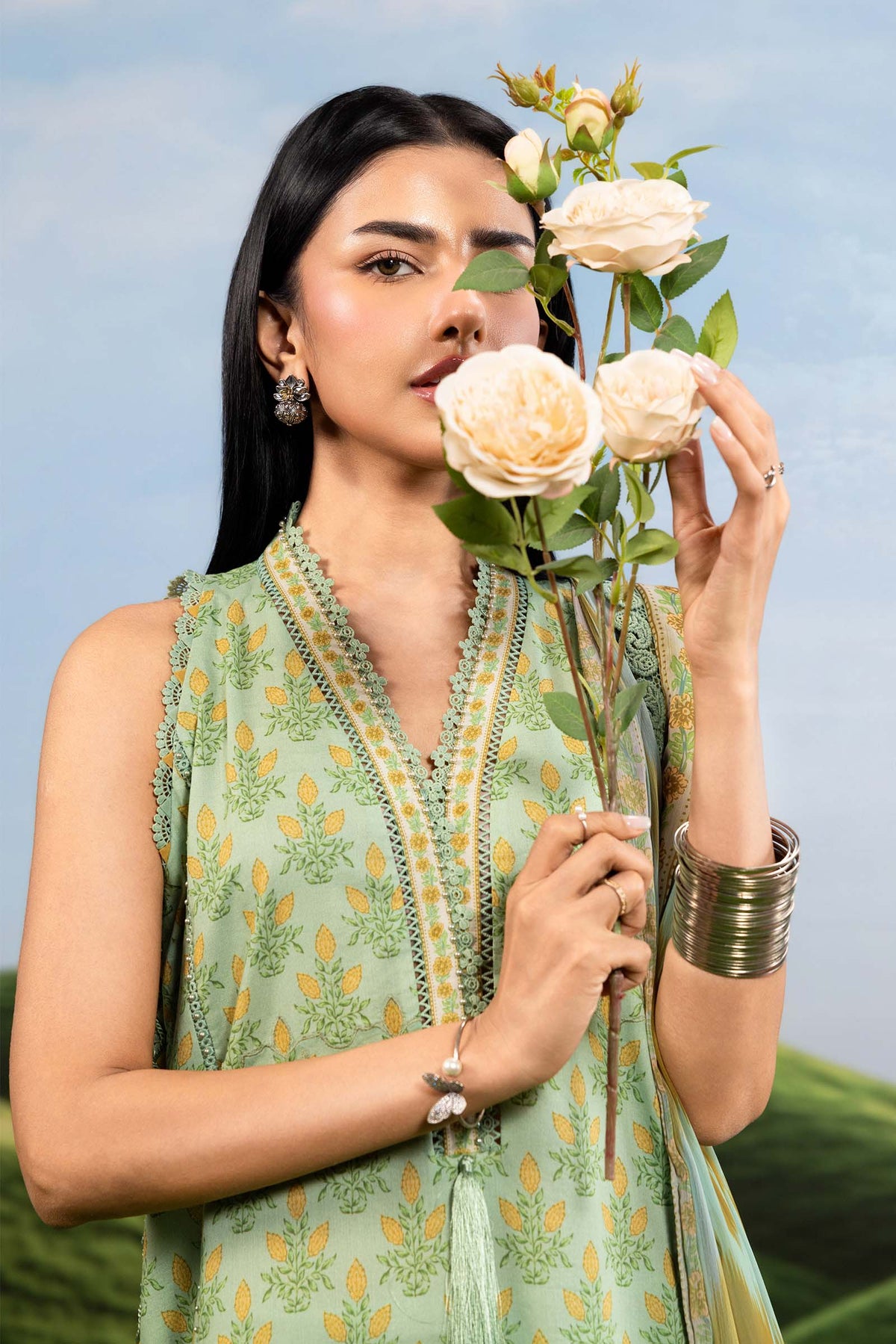 Maria B | M Basics Dreamscape Eid Lawn | MB-CUSV14-12B by Maria B - Designer Dress  - Type : Ladies Clothes - Available at Libayah - 100% Original 