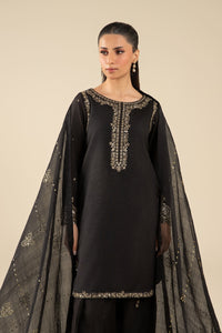 Maria B | Basics RTW | 3 Pc Embroidered Raw Silk Suit | MB-FS25-32-B by Maria B - Designer Dress - Type: Ladies Clothes - Available at Libayah - 100% Original