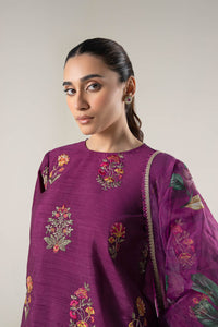 Maria B | Basics RTW | 3 Pc Embroidered Raw Silk Suit | MB-WF24-47 by Maria B - Designer Dress - Type: Ladies Clothes - Available at Libayah - 100% Original