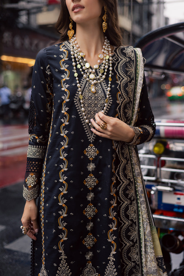 Marjjan | Carnation Lawn | MBL-14 A (BLACK) by Marjjan - Designer Dress - Type: Ladies Clothes - Available at Libayah - 100% Original