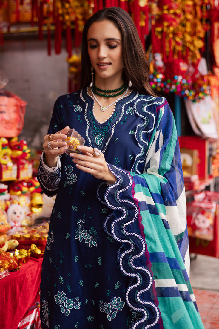 Marjjan | Carnation Lawn | MBL-17 A (NAVY BLUE) by Marjjan - Designer Dress - Type: Ladies Clothes - Available at Libayah - 100% Original