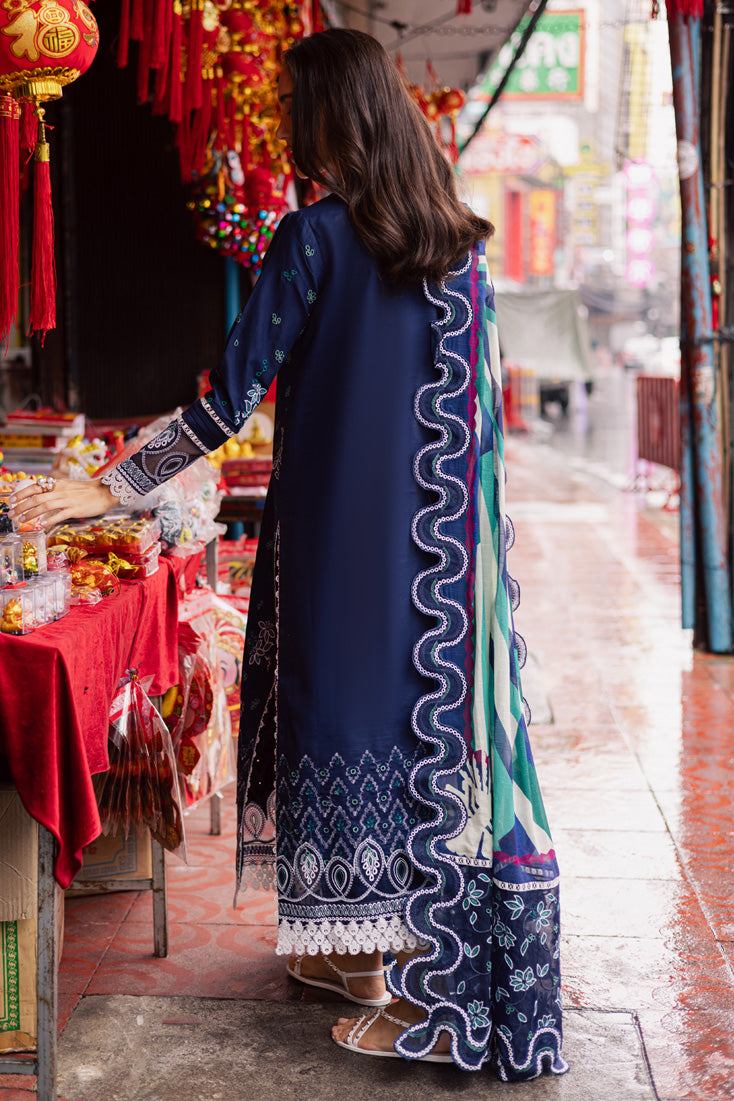 Marjjan | Carnation Lawn | MBL-17 A (NAVY BLUE) by Marjjan - Designer Dress - Type: Ladies Clothes - Available at Libayah - 100% Original