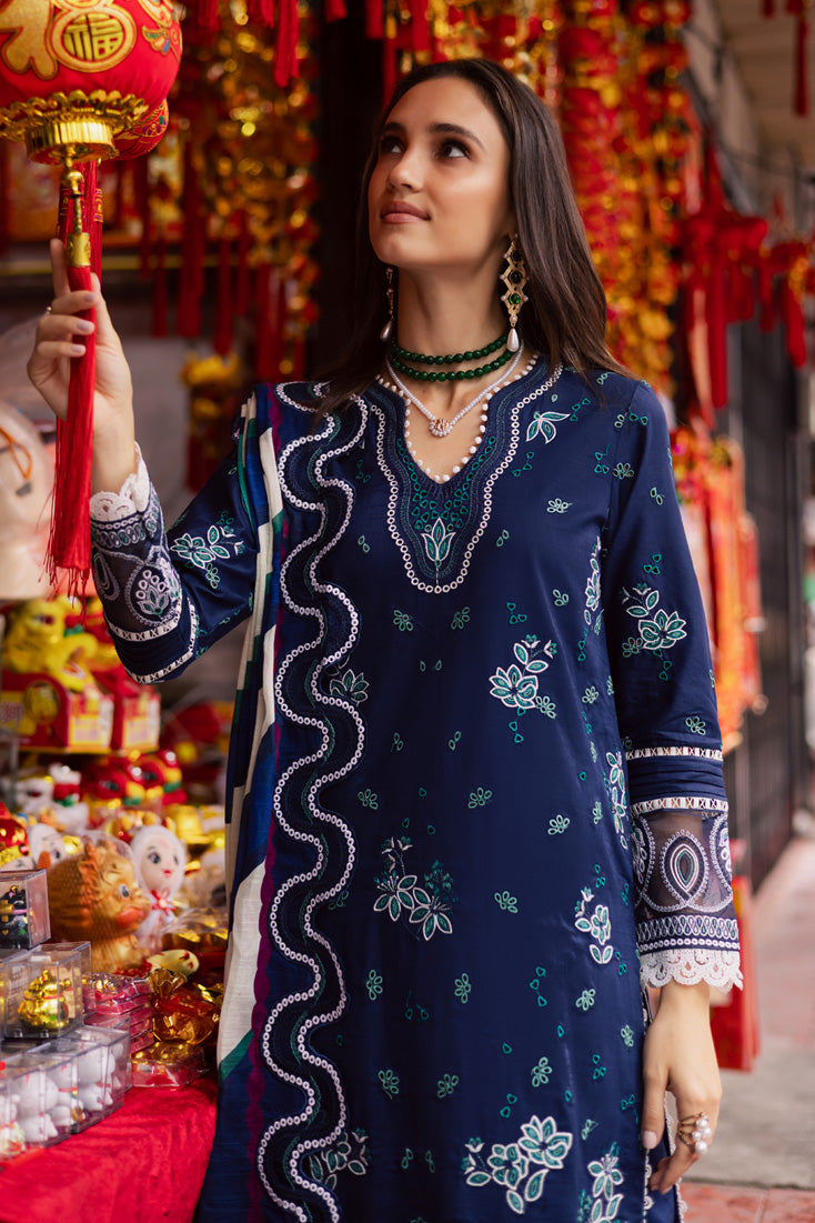 Marjjan | Carnation Lawn | MBL-17 A (NAVY BLUE) by Marjjan - Designer Dress - Type: Ladies Clothes - Available at Libayah - 100% Original