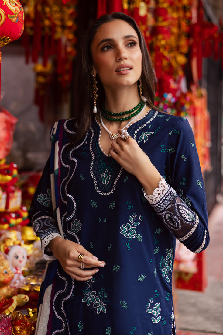 Marjjan | Carnation Lawn | MBL-17 A (NAVY BLUE) by Marjjan - Designer Dress - Type: Ladies Clothes - Available at Libayah - 100% Original