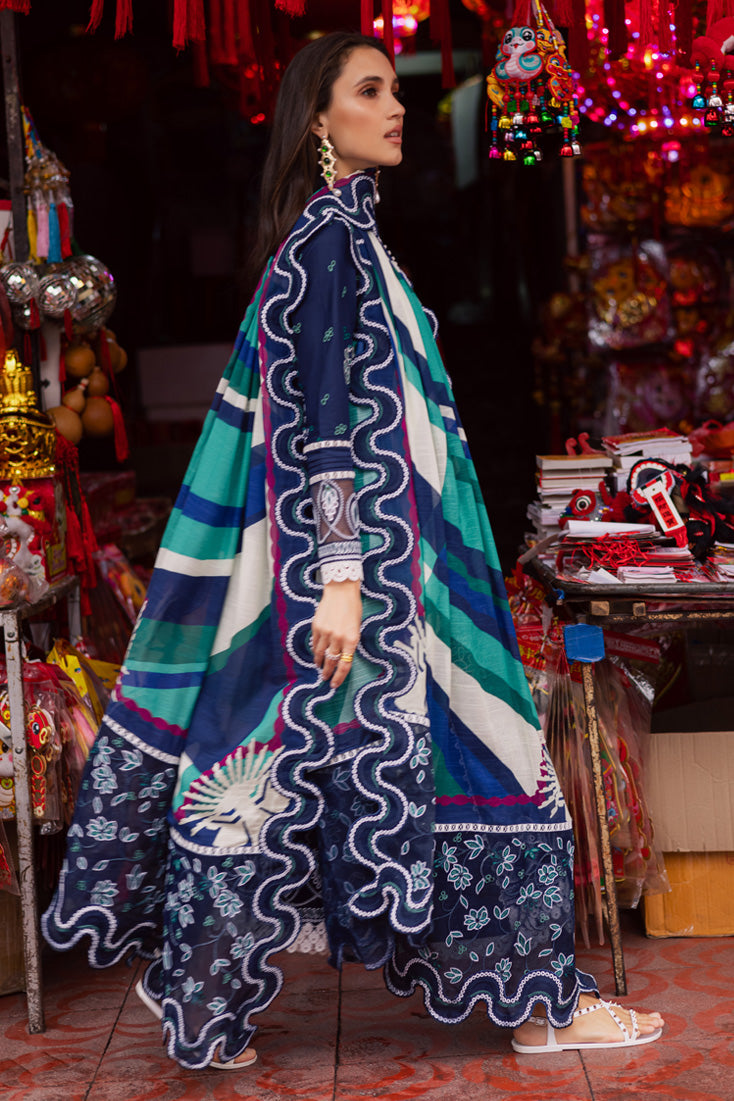 Marjjan | Carnation Lawn | MBL-17 A (NAVY BLUE) by Marjjan - Designer Dress - Type: Ladies Clothes - Available at Libayah - 100% Original