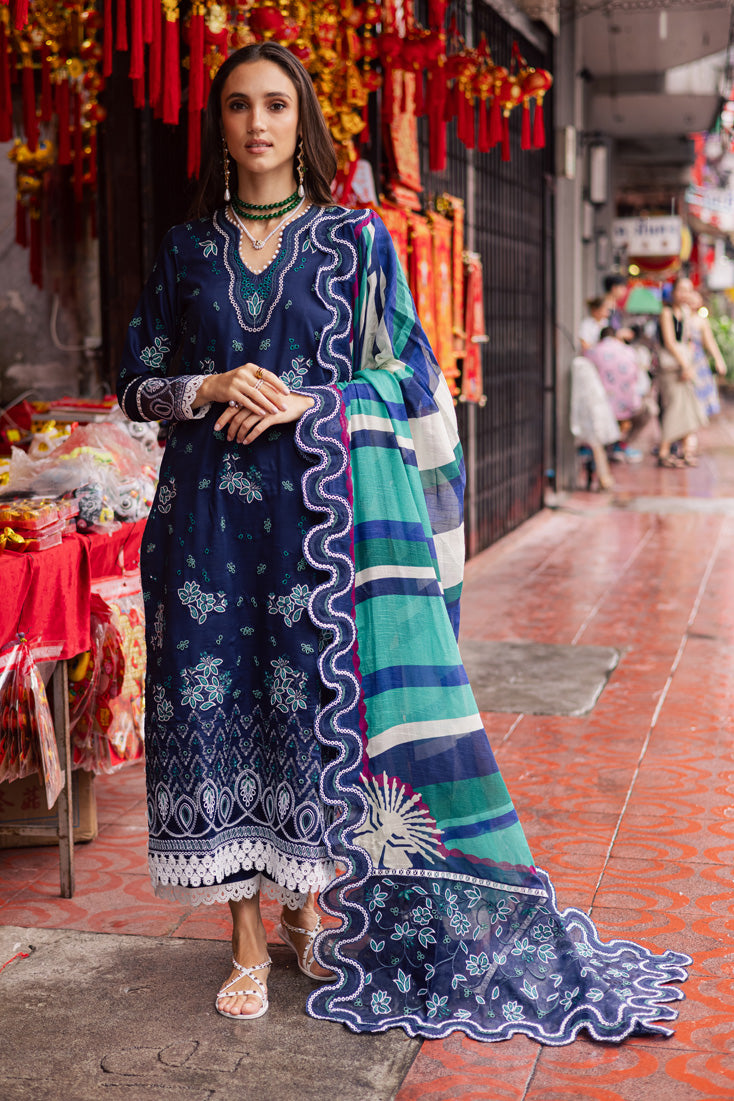 Marjjan | Carnation Lawn | MBL-17 A (NAVY BLUE) by Marjjan - Designer Dress - Type: Ladies Clothes - Available at Libayah - 100% Original