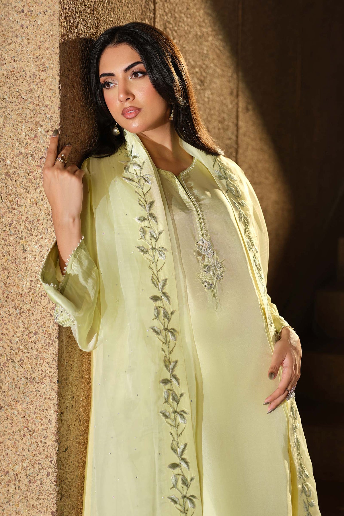 Maria B | Pre fall Dresses | MBS-W25-09 Y by Maria B - Designer Dress  - Type : Ladies Clothes - Available at Libayah - 100% Original 