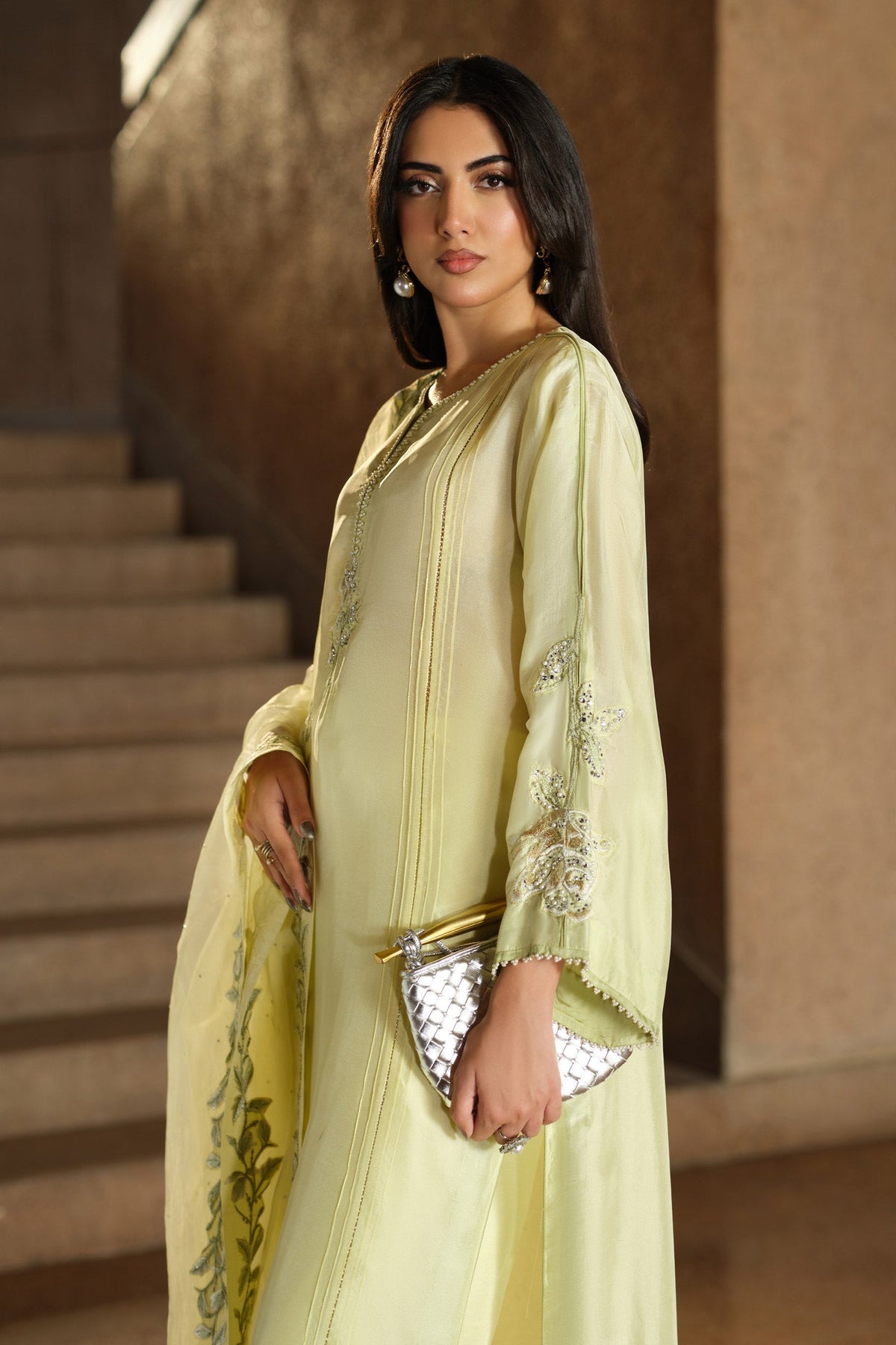 Maria B | Pre fall Dresses | MBS-W25-09 Y by Maria B - Designer Dress  - Type : Ladies Clothes - Available at Libayah - 100% Original 