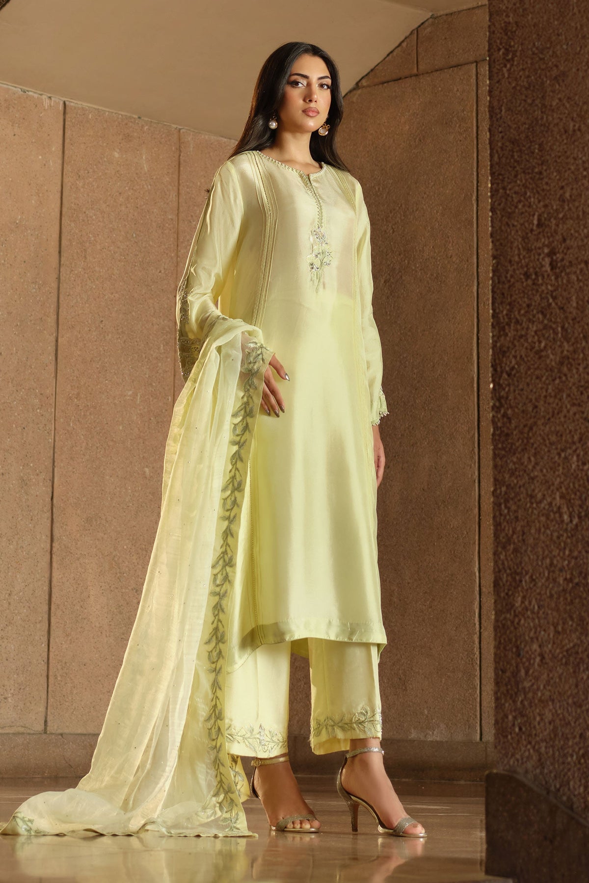 Maria B | Pre fall Dresses | MBS-W25-09 Y by Maria B - Designer Dress  - Type : Ladies Clothes - Available at Libayah - 100% Original 