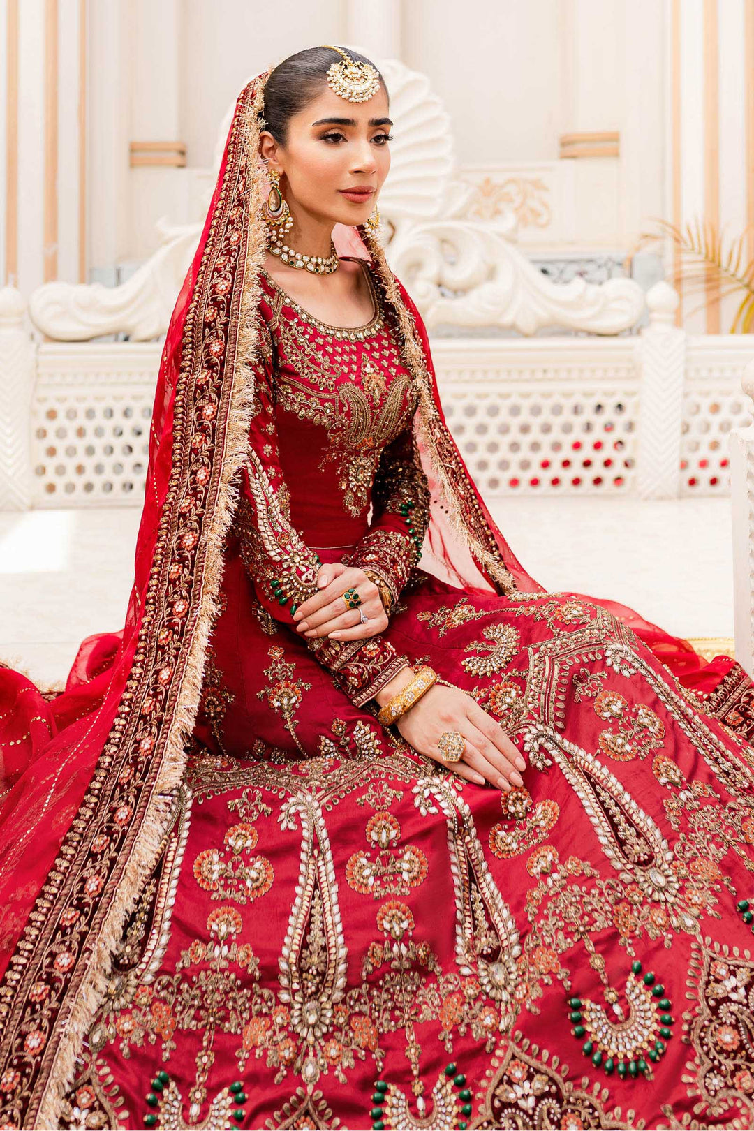 Maria B | Bridal Couture | Deep Red MC-907 by Maria B - Designer Dress - Type: Ladies Clothes - Available at Libayah - 100% Original