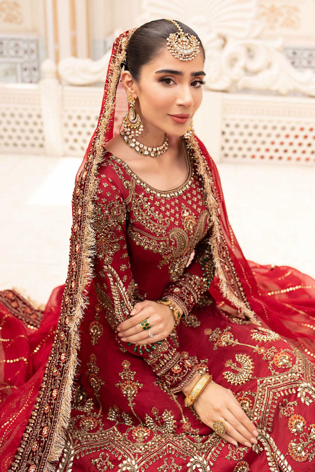 Maria B | Bridal Couture | Deep Red MC-907 by Maria B - Designer Dress - Type: Ladies Clothes - Available at Libayah - 100% Original