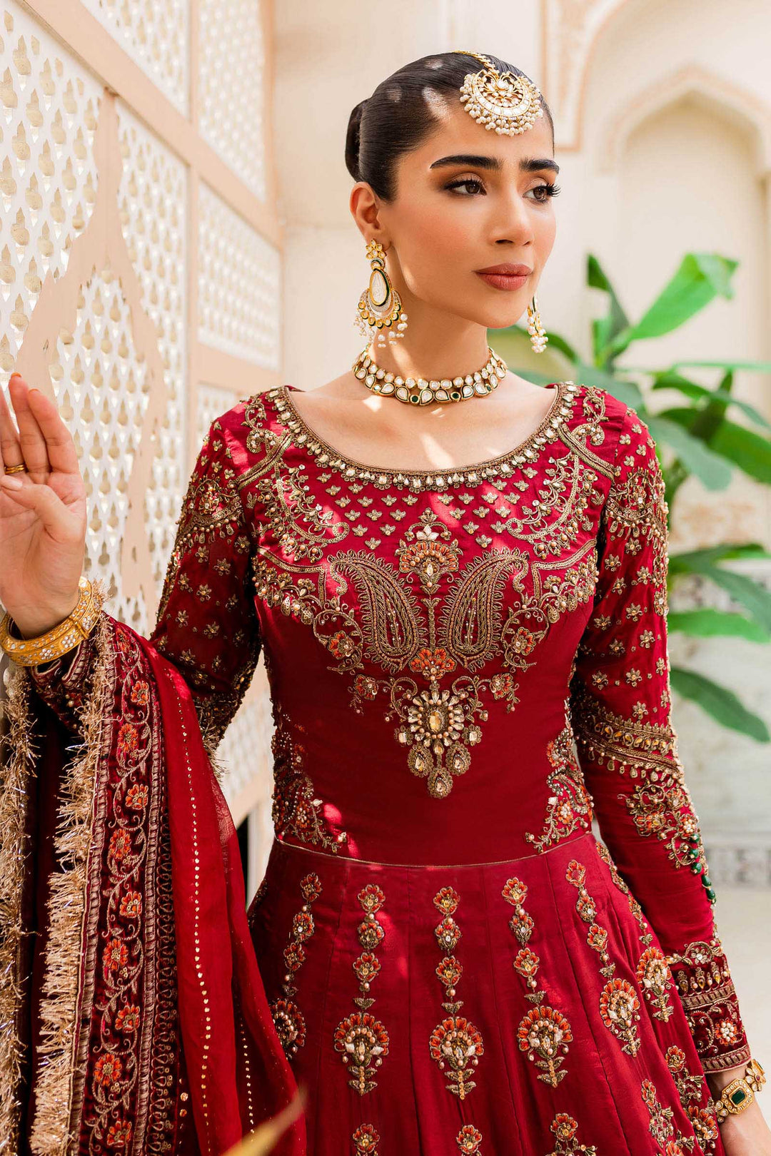 Maria B | Bridal Couture | Deep Red MC-907 by Maria B - Designer Dress - Type: Ladies Clothes - Available at Libayah - 100% Original