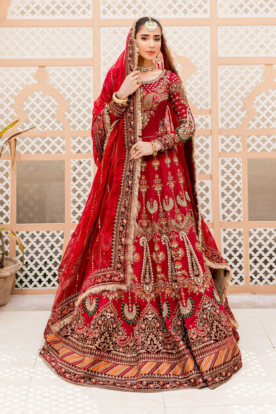 Maria B | Bridal Couture | Deep Red MC-907 by Maria B - Designer Dress - Type: Ladies Clothes - Available at Libayah - 100% Original