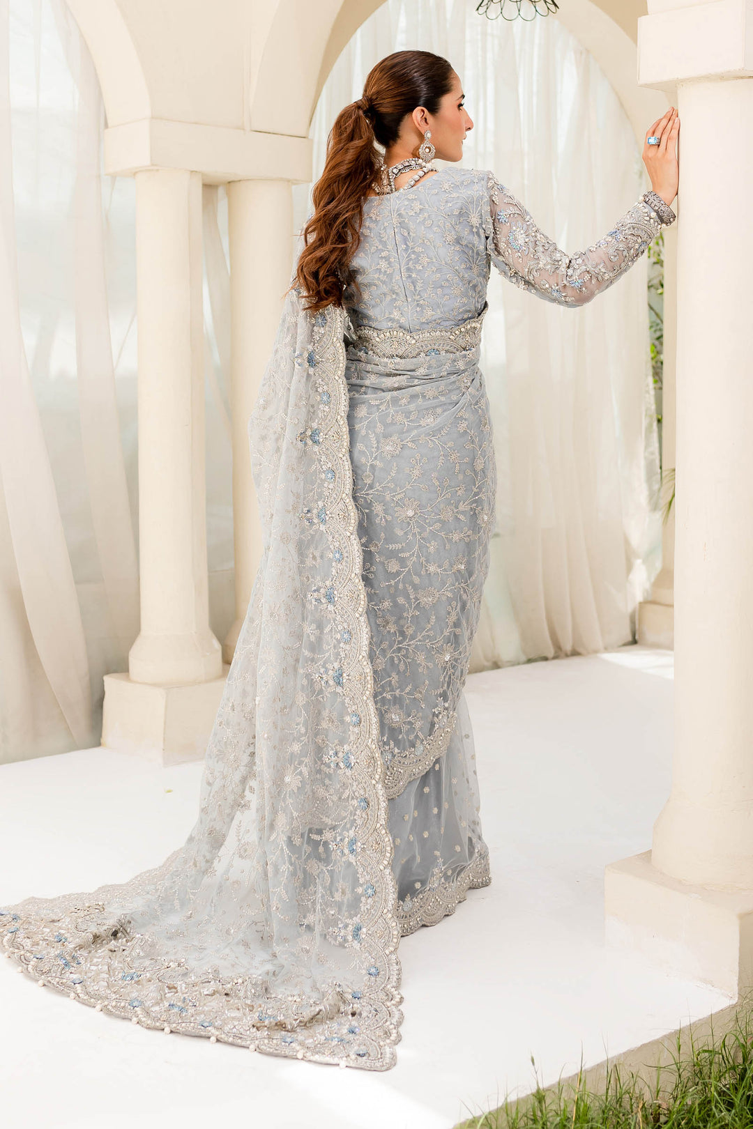 Maria B | Bridal Couture | Ice Blue MC-908 by Maria B - Designer Dress - Type: Ladies Clothes - Available at Libayah - 100% Original