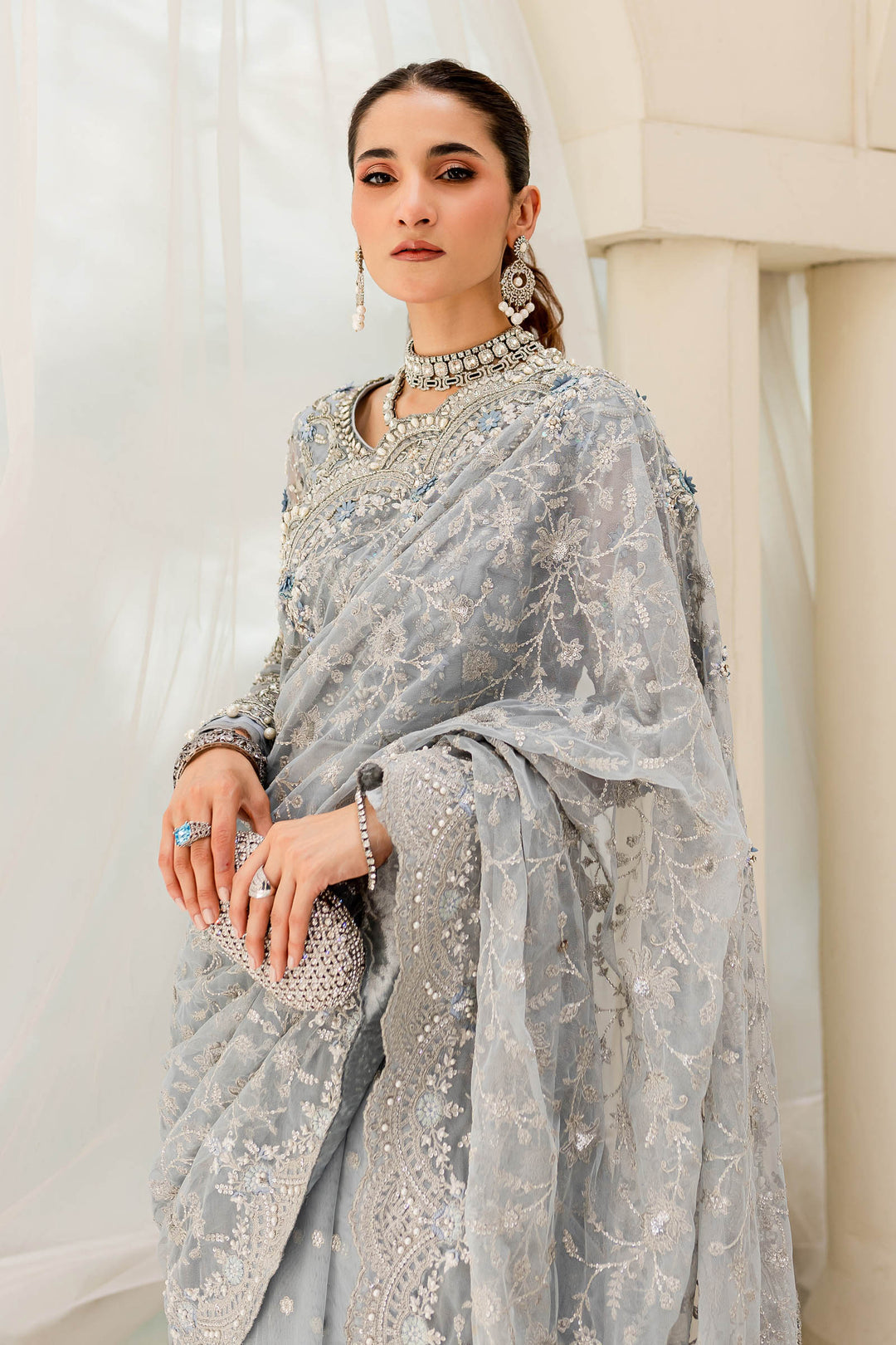 Maria B | Bridal Couture | Ice Blue MC-908 by Maria B - Designer Dress - Type: Ladies Clothes - Available at Libayah - 100% Original