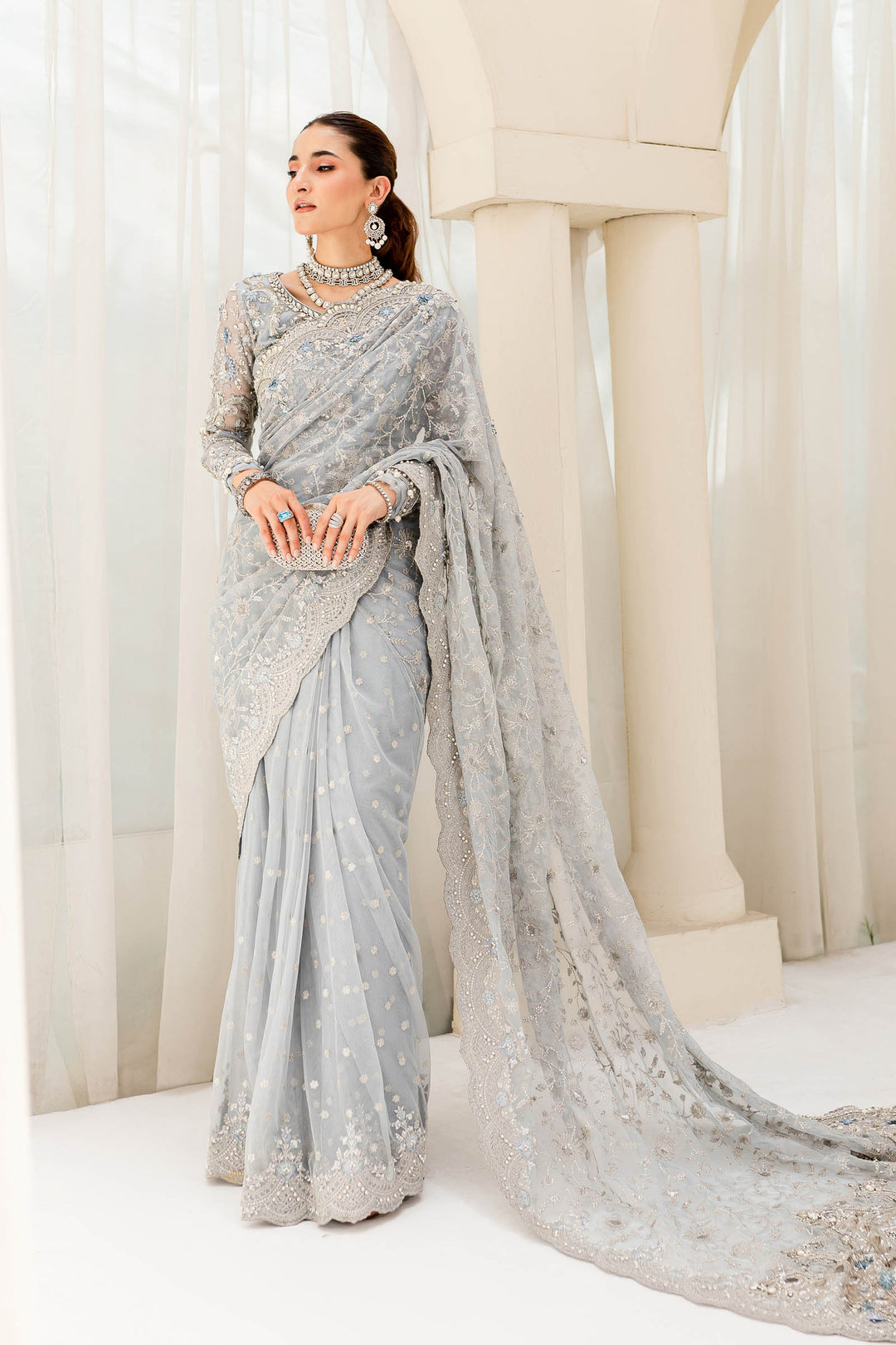 Maria B | Bridal Couture | Ice Blue MC-908 by Maria B - Designer Dress - Type: Ladies Clothes - Available at Libayah - 100% Original