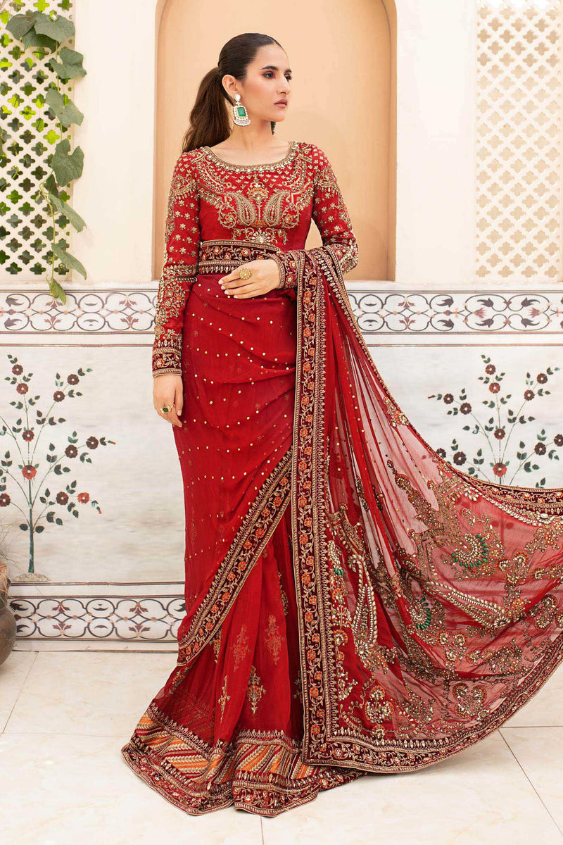 Maria B | Bridal Couture | Deep Red MC-910 by Maria B - Designer Dress - Type: Ladies Clothes - Available at Libayah - 100% Original