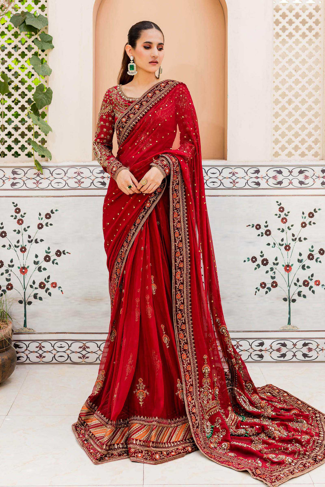 Maria B | Bridal Couture | Deep Red MC-910 by Maria B - Designer Dress - Type: Ladies Clothes - Available at Libayah - 100% Original
