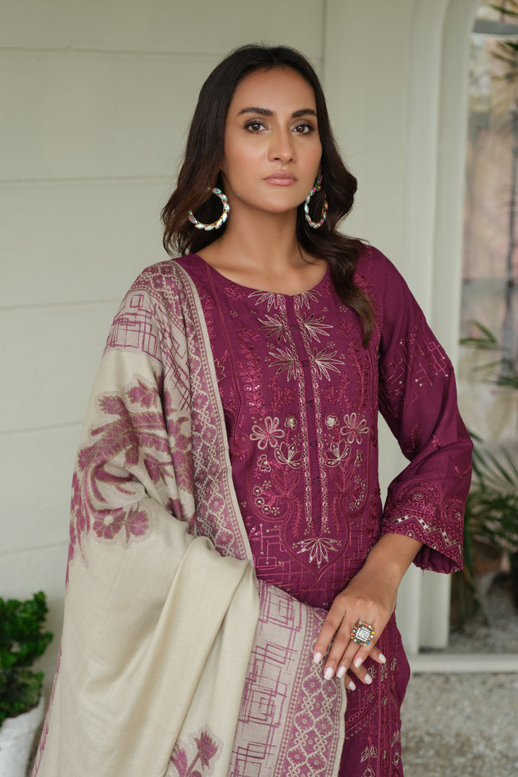 Marjjan | Aangan Embroidered Viscose |  MDS-69 (PLUM) by Marjjan - Designer Dress - Type: Ladies Clothes - Available at Libayah - 100% Original