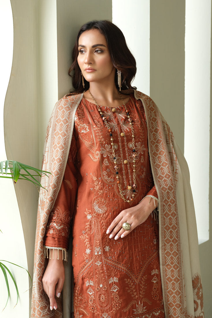 Marjjan | Aangan Embroidered Viscose |  MDS-69 (RUST) by Marjjan - Designer Dress - Type: Ladies Clothes - Available at Libayah - 100% Original