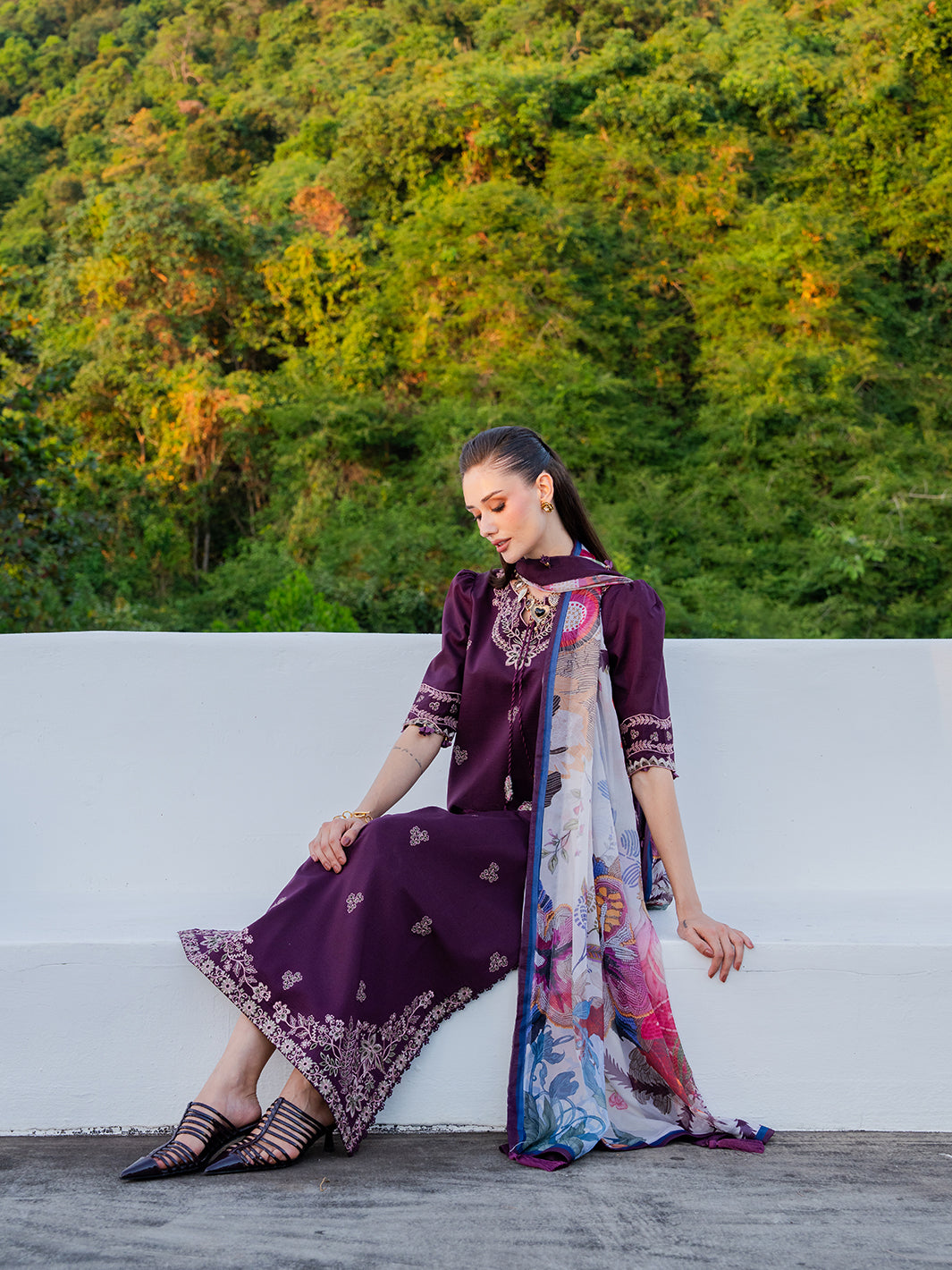 Izel | Dareen Luxury Lawn 26 | Meerab by Izel - Designer Dress - Type : Luxury Dress - Available at Libayah - 100% Original