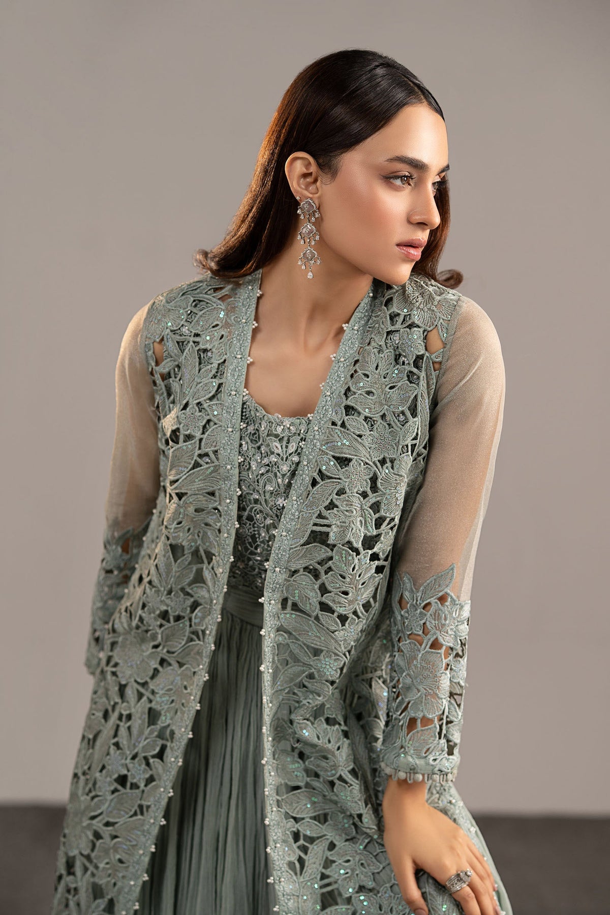 Maria B | Luxury Formals | MGL-EF26-01-Ice Blue by Maria B - Designer Dress  - Type : Ladies Clothes - Available at Libayah - 100% Original 