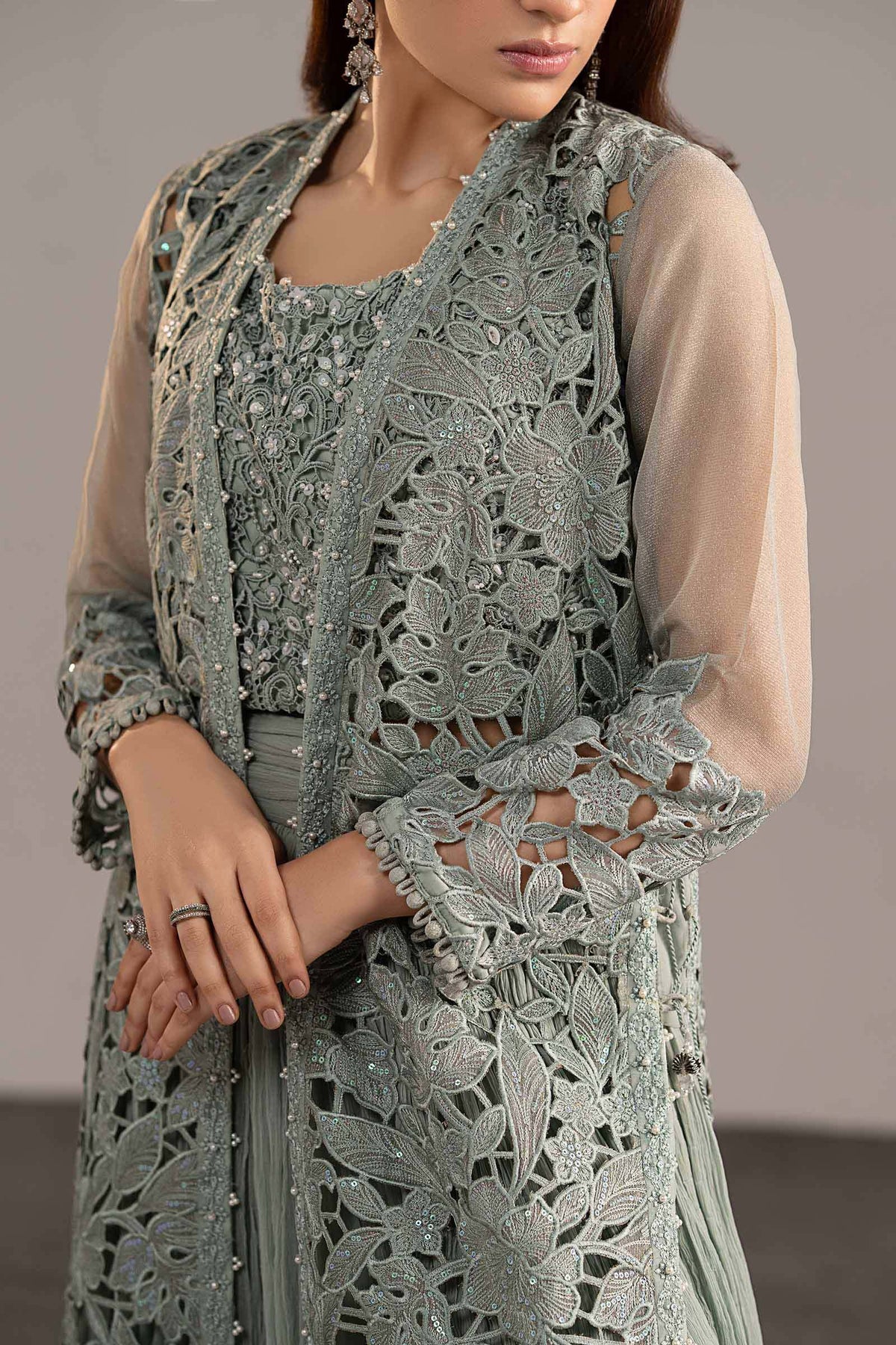 Maria B | Luxury Formals | MGL-EF26-01-Ice Blue by Maria B - Designer Dress  - Type : Ladies Clothes - Available at Libayah - 100% Original 