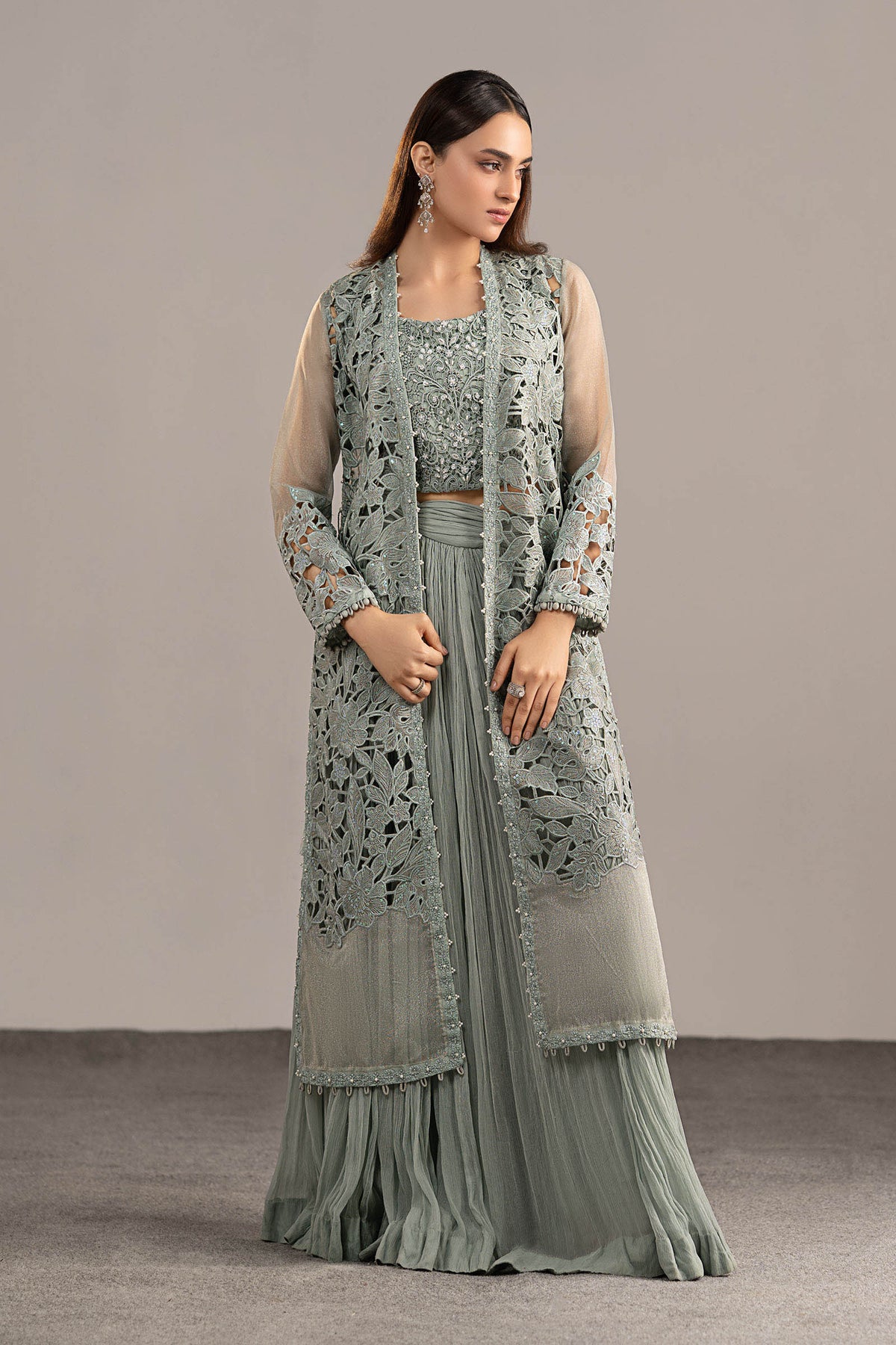 Maria B | Luxury Formals | MGL-EF26-01-Ice Blue by Maria B - Designer Dress  - Type : Ladies Clothes - Available at Libayah - 100% Original 