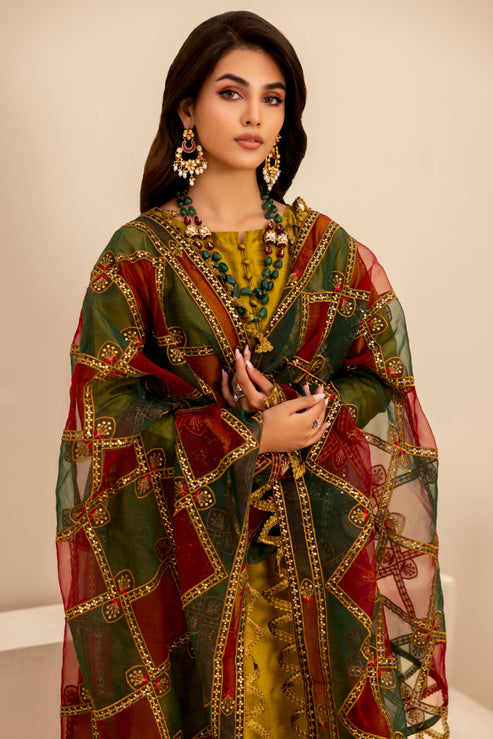 Mohagni | Ishq Aatish Formals | MGS-11 3Pcs Raw Silk by Mohagni - Designer Dress - Type: Ladies Clothes - Available at Libayah - 100% Original