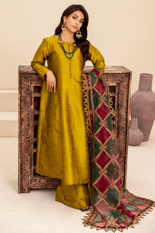 Mohagni | Ishq Aatish Formals | MGS-11 3Pcs Raw Silk by Mohagni - Designer Dress - Type: Ladies Clothes - Available at Libayah - 100% Original