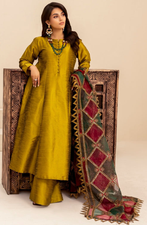 Mohagni | Ishq Aatish Formals | MGS-11 3Pcs Raw Silk by Mohagni - Designer Dress - Type: Ladies Clothes - Available at Libayah - 100% Original