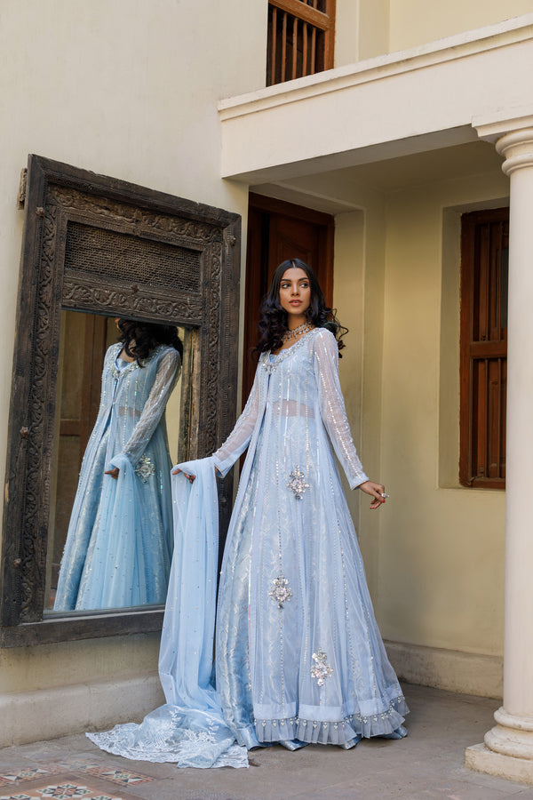 Wahajmkhan | Bahar Begum Formals | BABY BLUE BAHAR by Wahaj M.Khan - Designer Dress - Type: Ladies Clothes - Available at Libayah - 100% Original