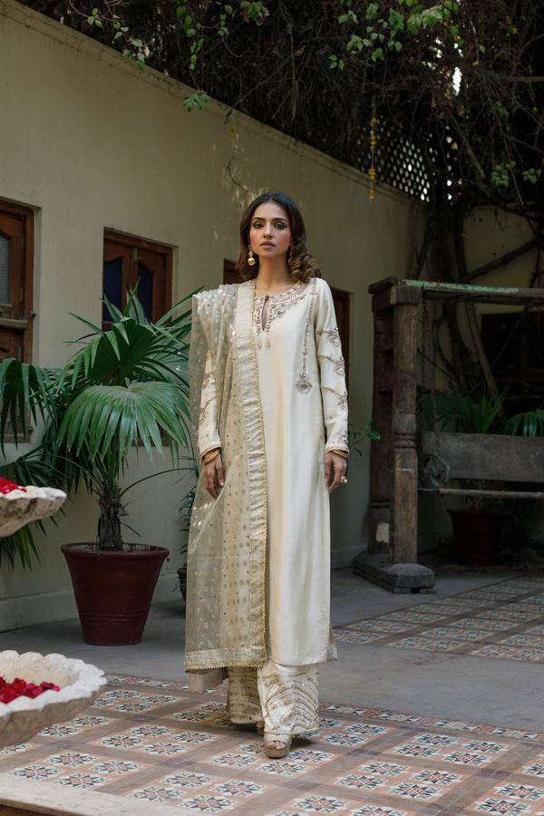 Wahajmkhan | Bahar Begum Formals | IVORY RAW BAHAR by Wahaj M.Khan - Designer Dress - Type: Ladies Clothes - Available at Libayah - 100% Original