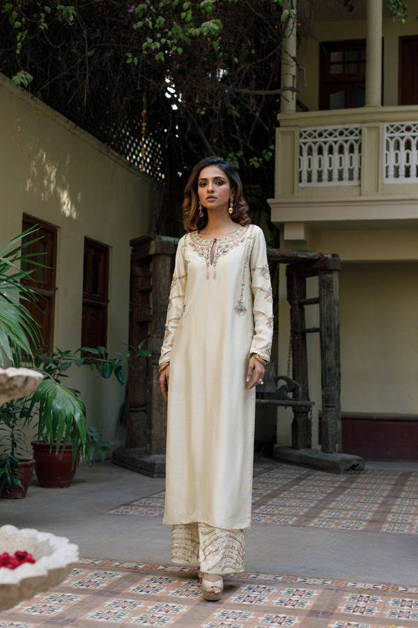 Wahajmkhan | Bahar Begum Formals | IVORY RAW BAHAR by Wahaj M.Khan - Designer Dress - Type: Ladies Clothes - Available at Libayah - 100% Original