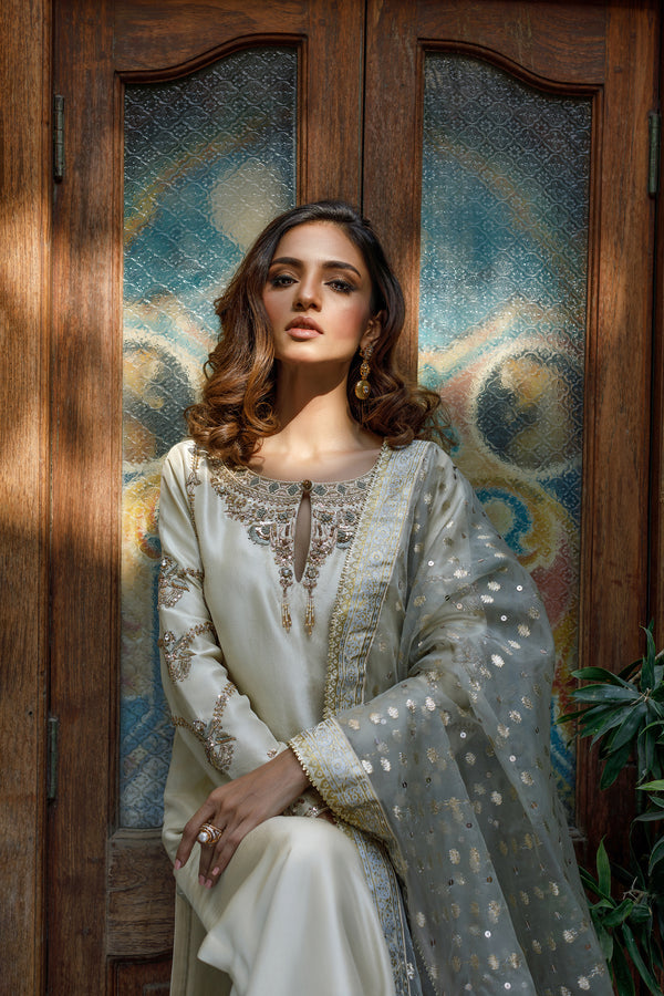 Wahajmkhan | Bahar Begum Formals | IVORY RAW BAHAR by Wahaj M.Khan - Designer Dress - Type: Ladies Clothes - Available at Libayah - 100% Original