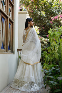 Wahajmkhan | Bahar Begum Formals | WHITE GOLD MERMAID LC by Wahaj M.Khan - Designer Dress - Type: Ladies Clothes - Available at Libayah - 100% Original