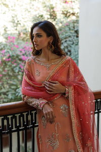 Wahajmkhan | Bahar Begum Formals | PEACH CORAL BAHAR OUTFIT by Wahaj M.Khan - Designer Dress - Type: Ladies Clothes - Available at Libayah - 100% Original