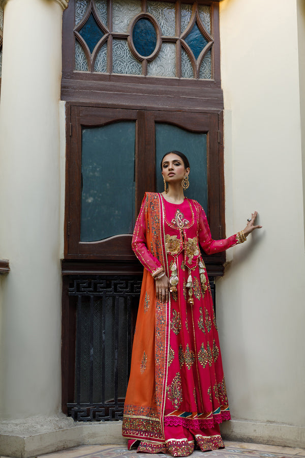 Wahajmkhan | Bahar Begum Formals | MAGENTA BLOCK ANARKALI by Wahaj M.Khan - Designer Dress - Type: Ladies Clothes - Available at Libayah - 100% Original