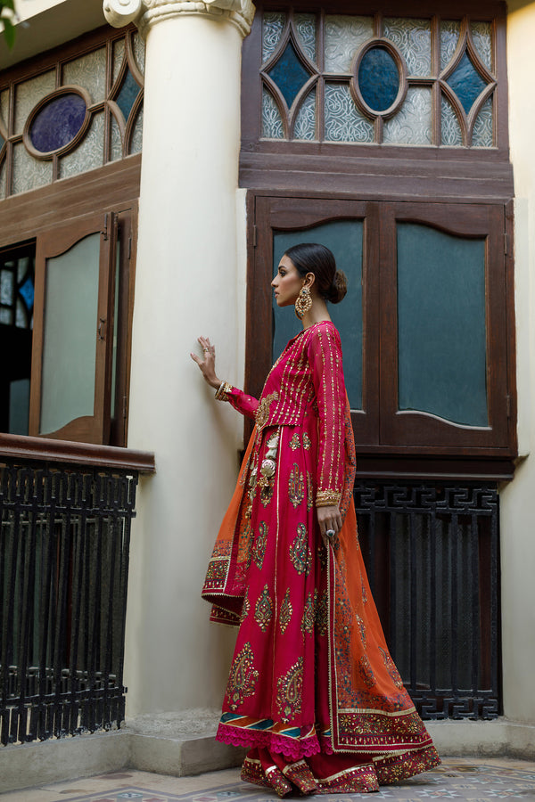 Wahajmkhan | Bahar Begum Formals | MAGENTA BLOCK ANARKALI by Wahaj M.Khan - Designer Dress - Type: Ladies Clothes - Available at Libayah - 100% Original