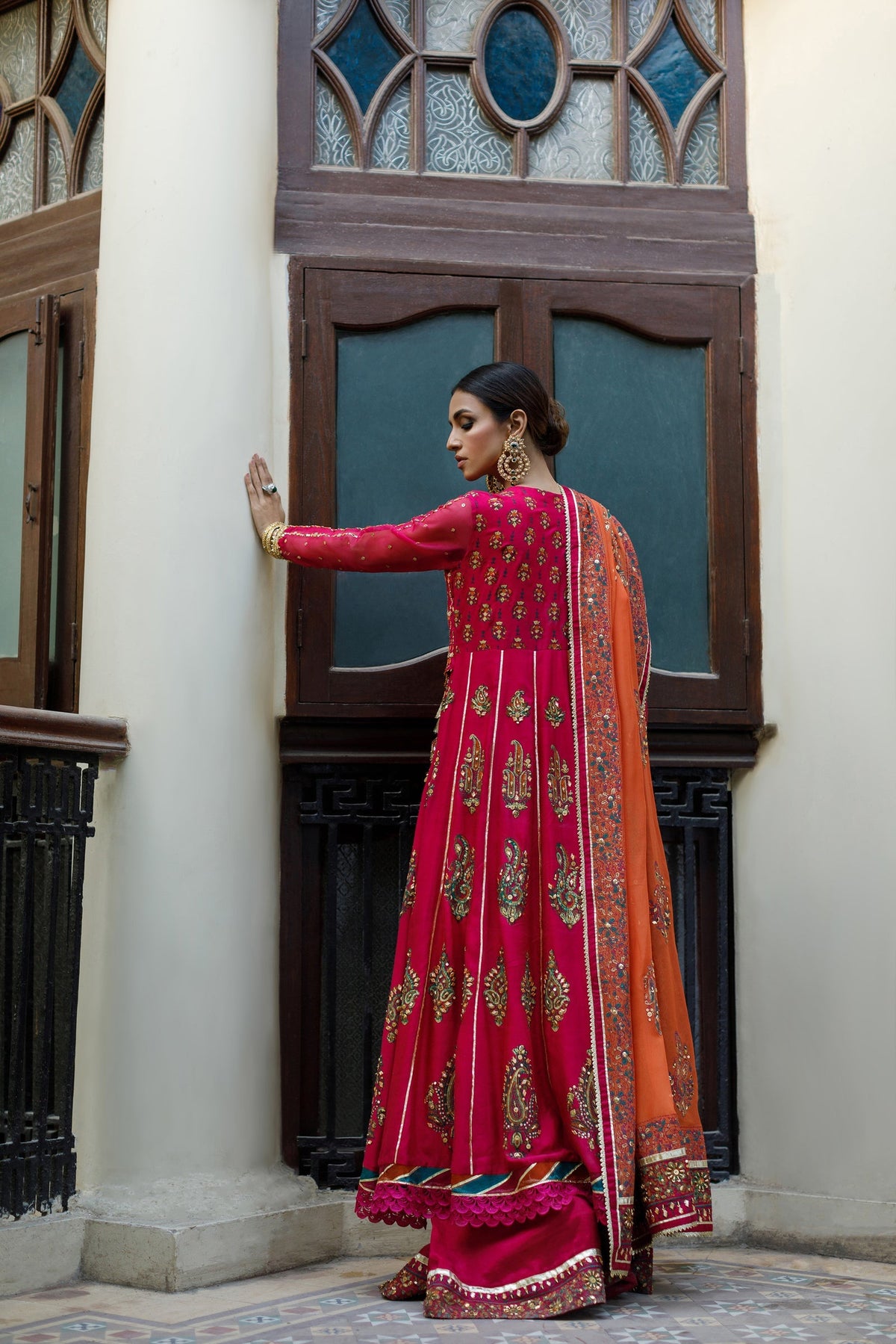 Wahajmkhan | Bahar Begum Formals | MAGENTA BLOCK ANARKALI by Wahaj M.Khan - Designer Dress - Type: Ladies Clothes - Available at Libayah - 100% Original