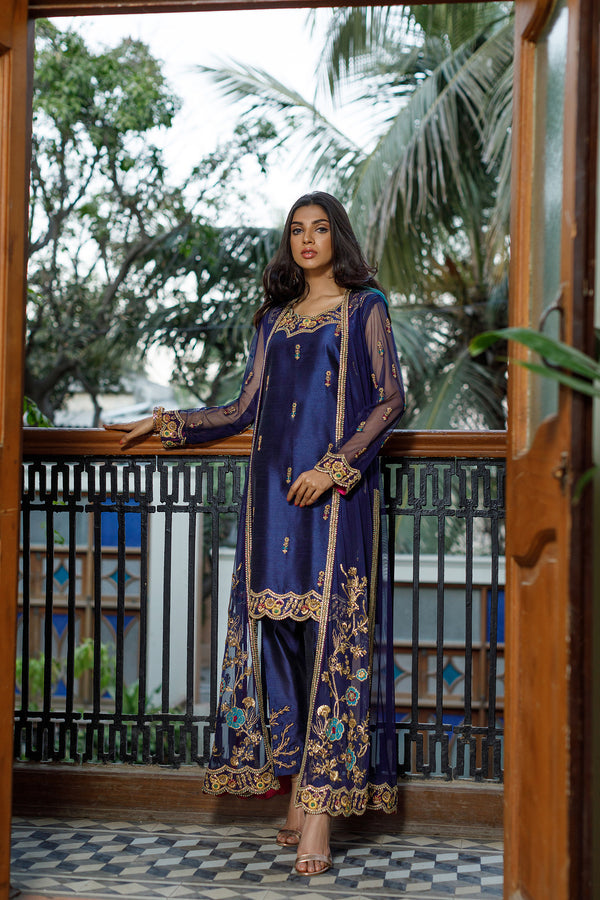 Wahajmkhan | Bahar Begum Formals | NAVY BEGUM JACKET by Wahaj M.Khan - Designer Dress - Type: Ladies Clothes - Available at Libayah - 100% Original