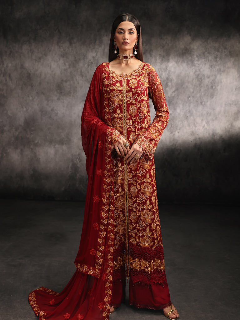 Rajbari | Sage Chiffon Edit | Rouge by Rajbari - Designer Dress - Type: Formal - Available at Libayah - 100% Original