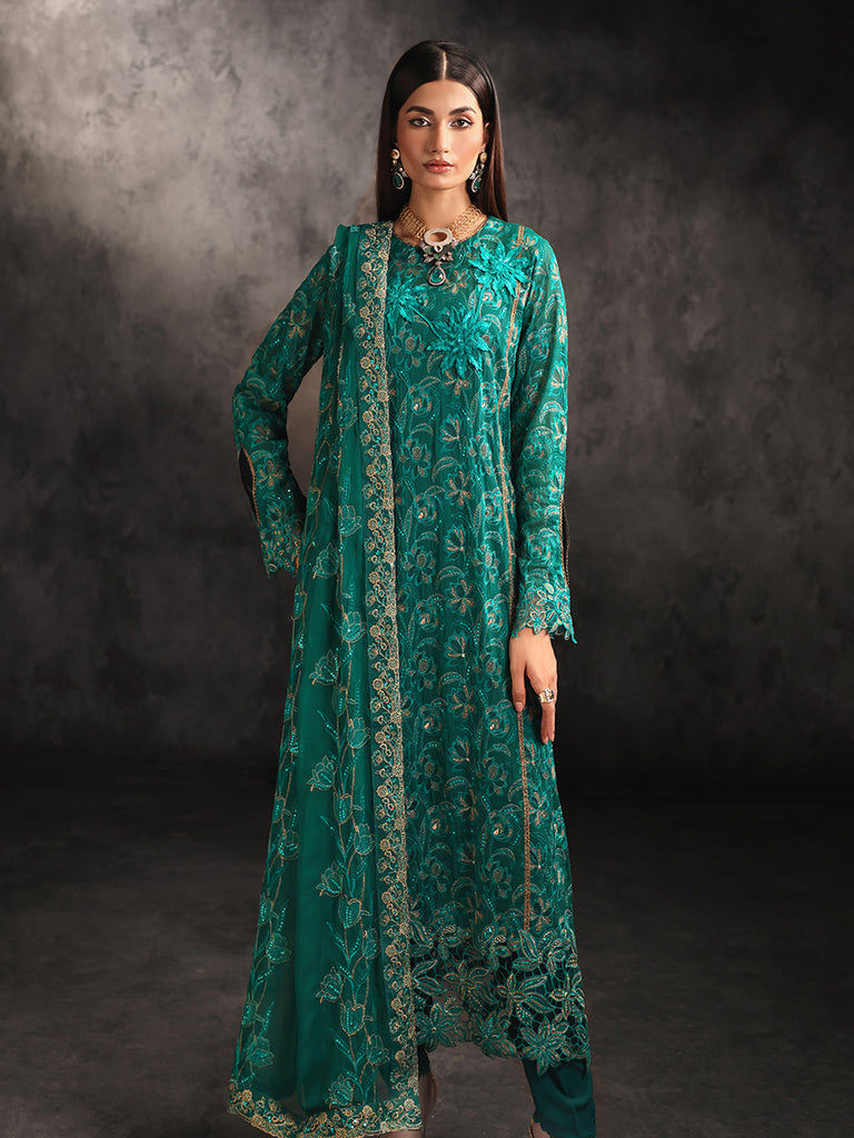 Rajbari | Sage Chiffon Edit | Opulance by Rajbari - Designer Dress - Type: Formal - Available at Libayah - 100% Original