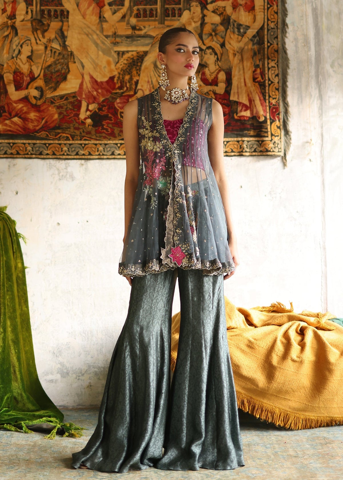 Umsha | Mehfil-e-Rang | Midnight Ash by Umsha - Designer Dress - Type: Ladies Clothes - Available at Libayah - 100% Original