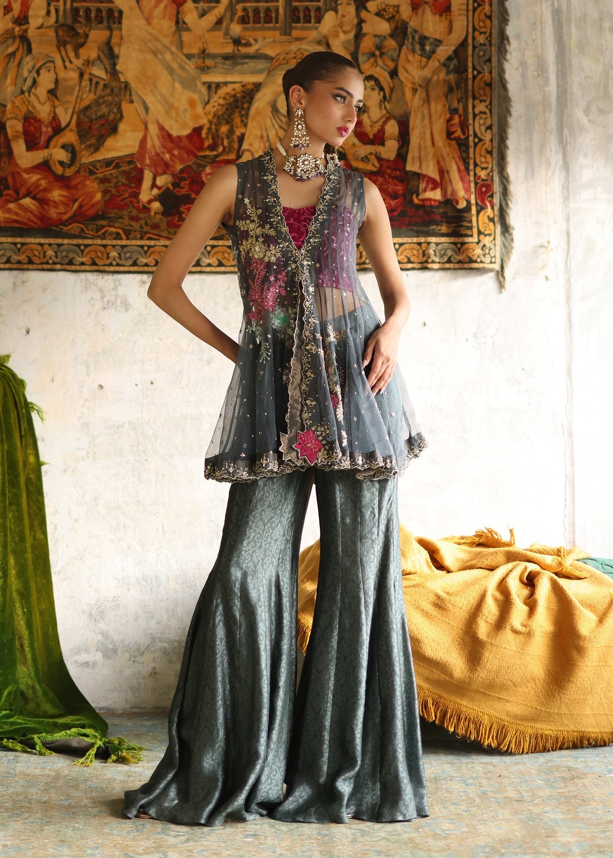 Umsha | Mehfil-e-Rang | Midnight Ash by Umsha - Designer Dress - Type: Ladies Clothes - Available at Libayah - 100% Original