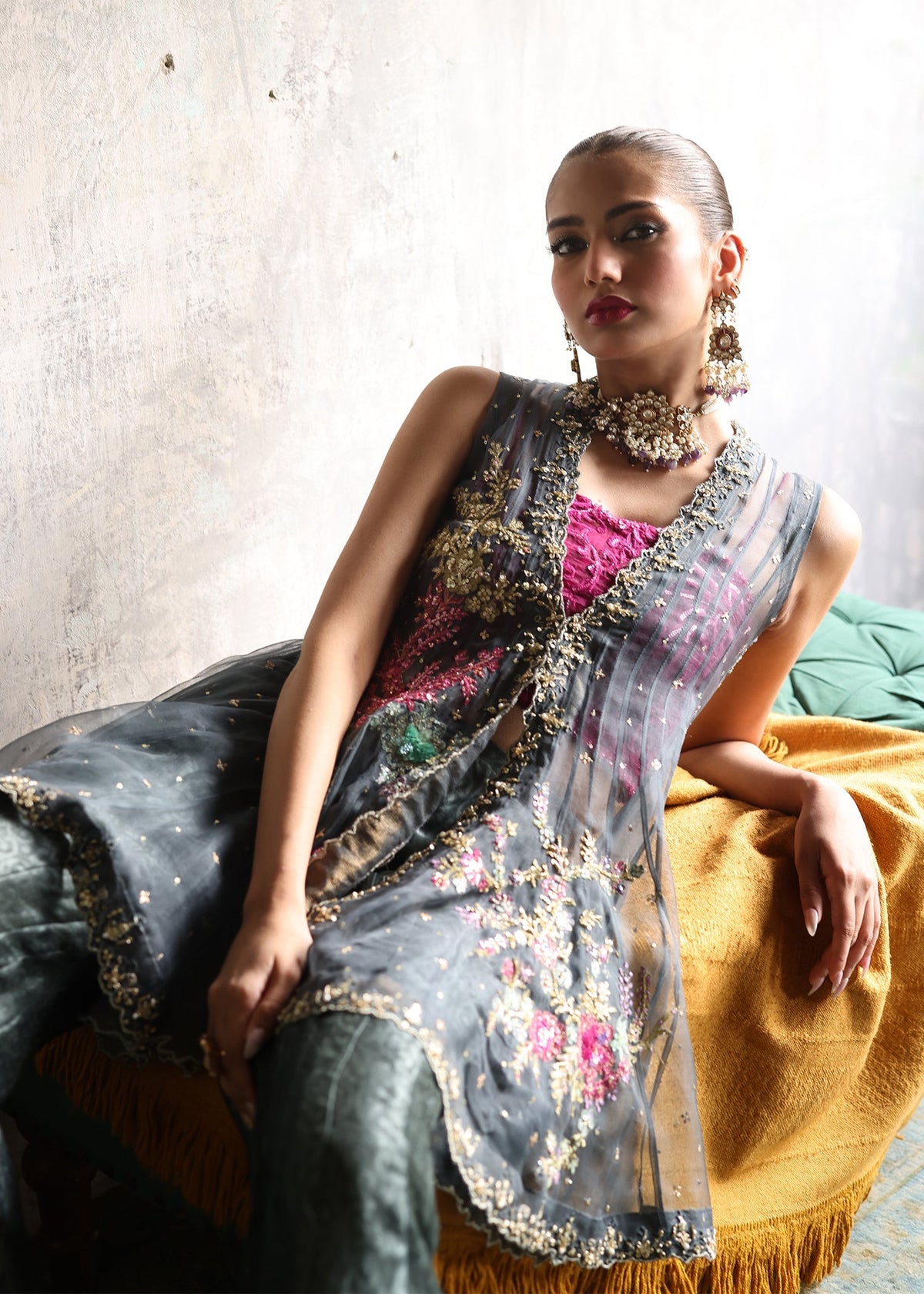 Umsha | Mehfil-e-Rang | Midnight Ash by Umsha - Designer Dress - Type: Ladies Clothes - Available at Libayah - 100% Original