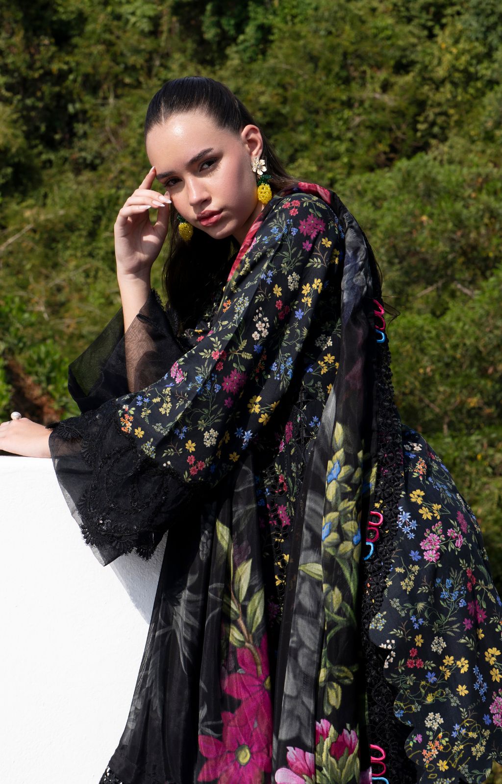 AJR Couture | Printakari Lawn 25 | Midnight Flora by AJR Couture - Designer Dress - Type: Ladies Clothes - Available at Libayah - 100% Original